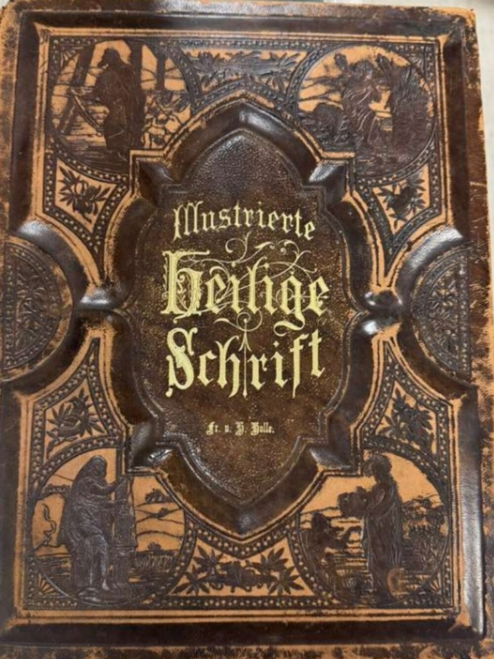 Antique German Family Bible Die Neue Illustrirte Familien Bibel c.1889 Leather I